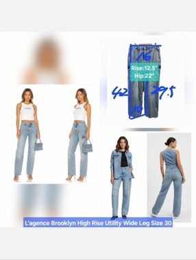 L'agence Brooklyn High Rise Utility Wide Leg Size 30